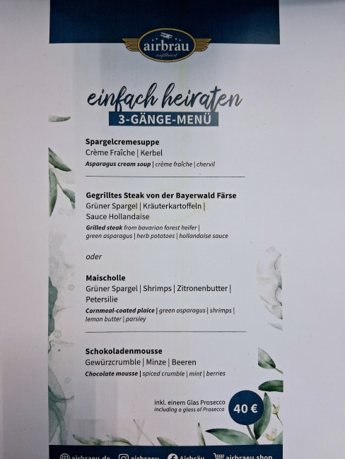 Menükarte "einfach heiraten" 2025